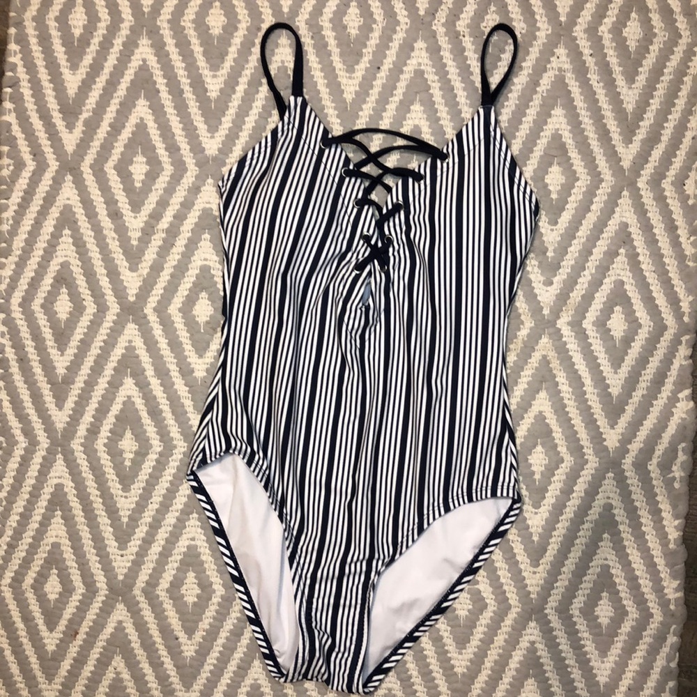 Nautica one piece Beautiful white and Navy stripes sz. M